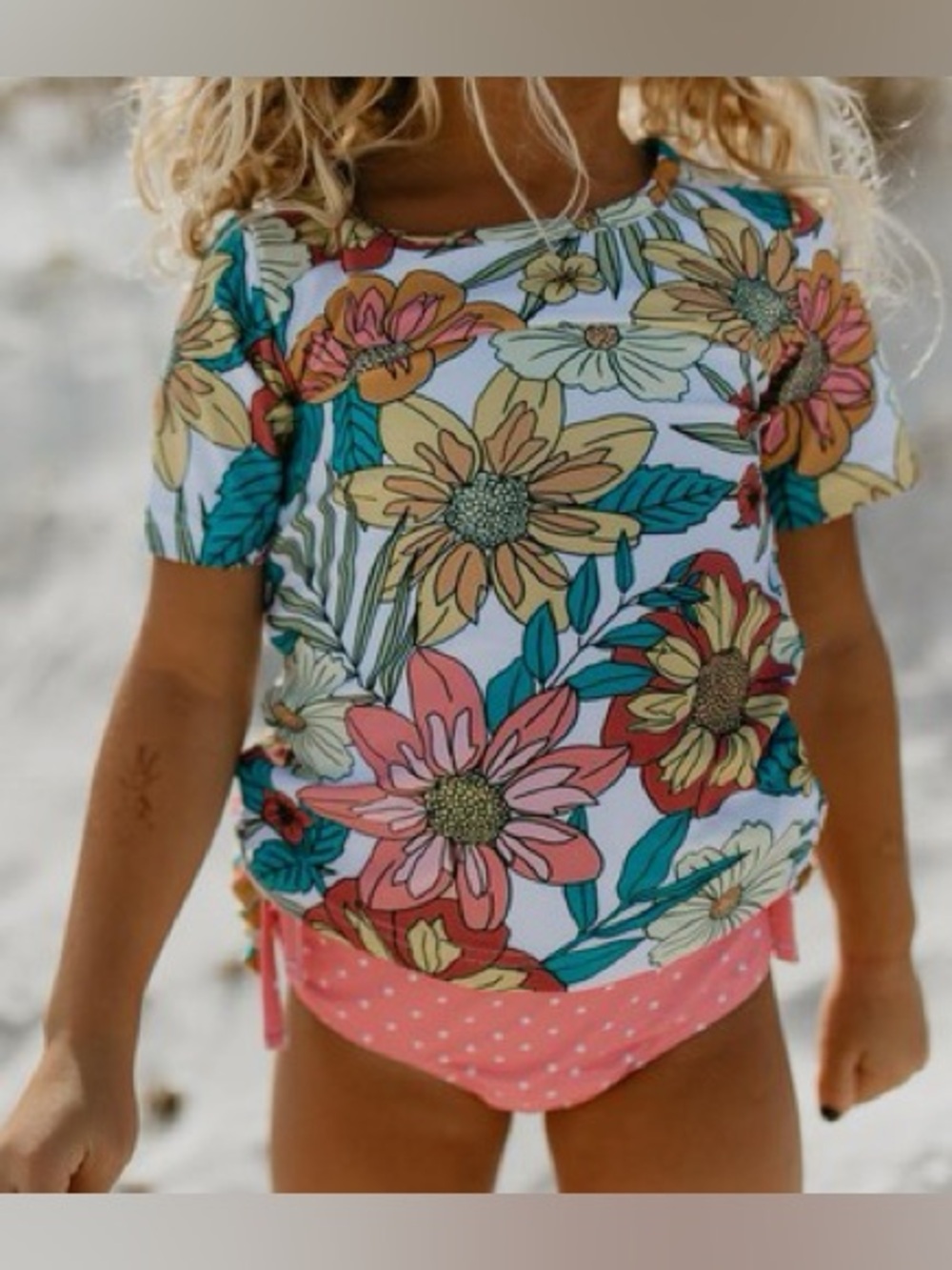 Girls' Floral Short Sleeve Rashguard - Multi Floral